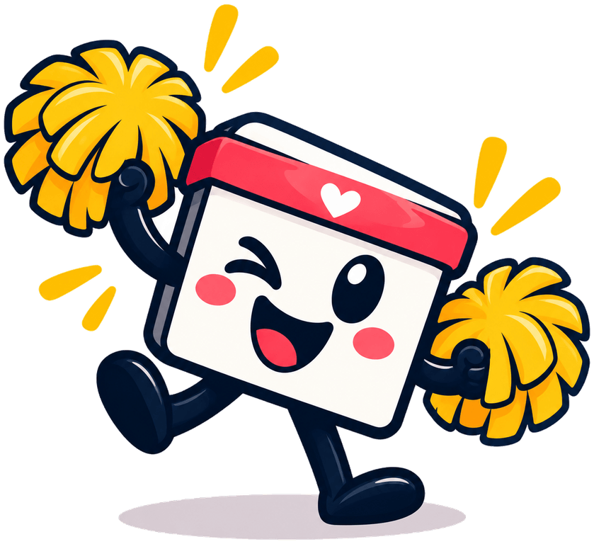 Mascotte Pancartiz encourage avec des pompons