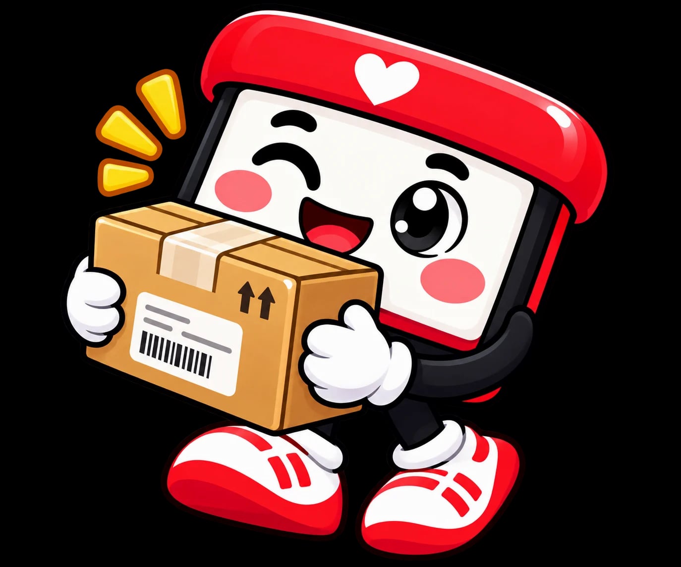 Mascotte Pancartiz avec un colis pour suivre vos commandes